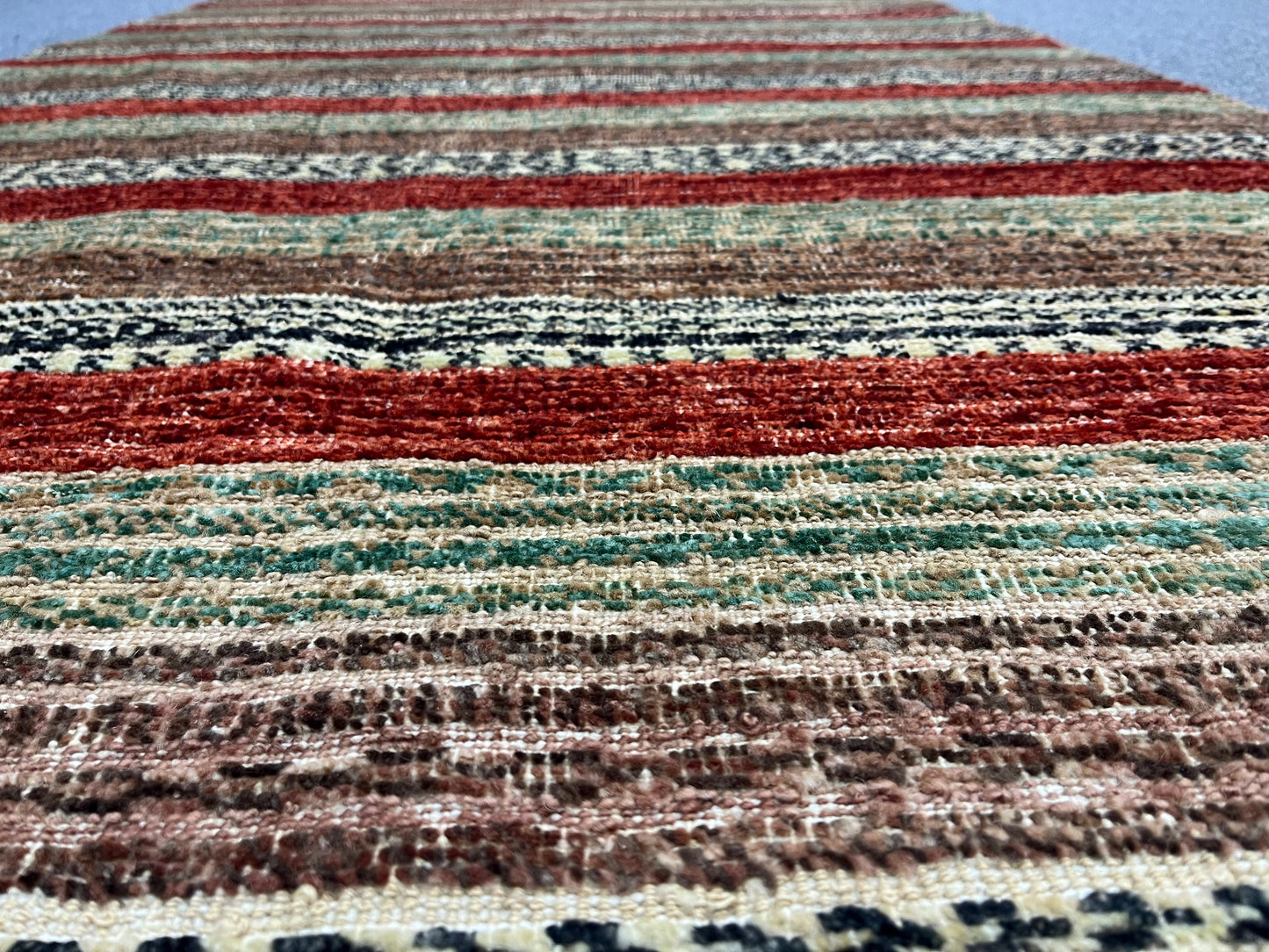 Striped Design Modern Gabbeh 4X10 Handmade Wool Rug # 9265