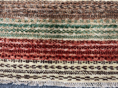 Striped Design Modern Gabbeh 4X10 Handmade Wool Rug # 9265