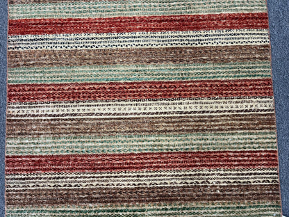 Striped Design Modern Gabbeh 4X10 Handmade Wool Rug # 9265