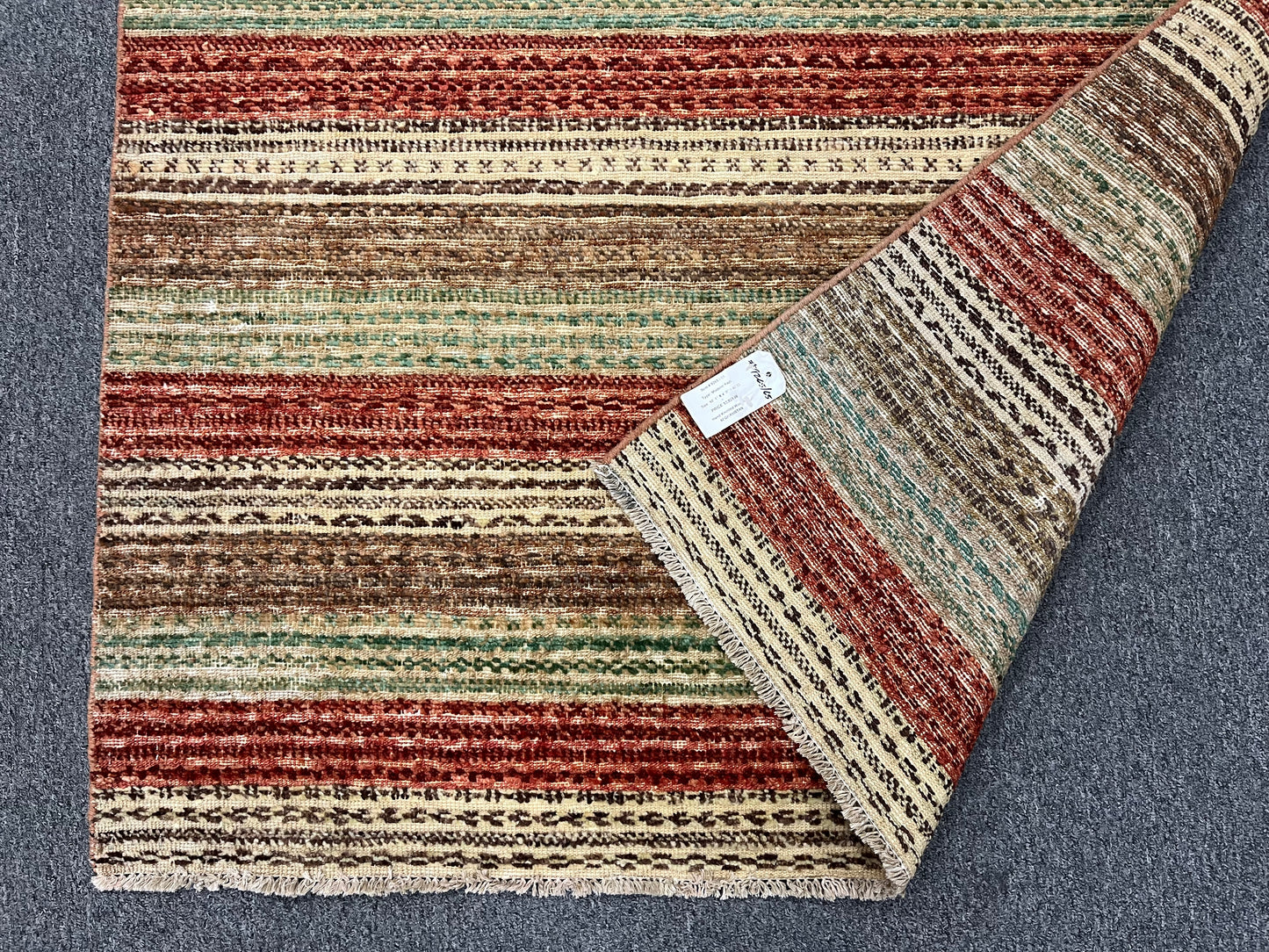 Striped Design Modern Gabbeh 4X10 Handmade Wool Rug # 9265