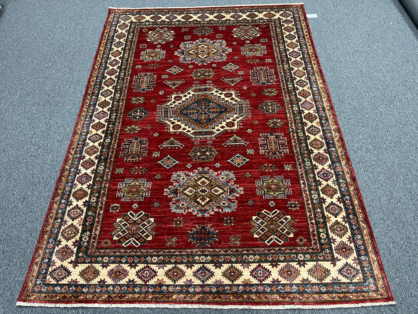 Red Super Kazak 6X8 Handmade Wool Rug # 14352