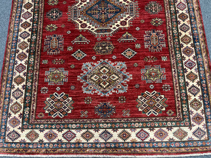 Red Super Kazak 6X8 Handmade Wool Rug # 14352