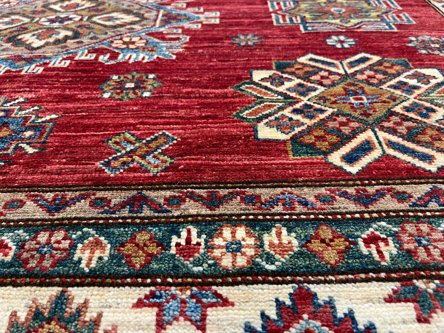 Red Super Kazak 6X8 Handmade Wool Rug # 14352