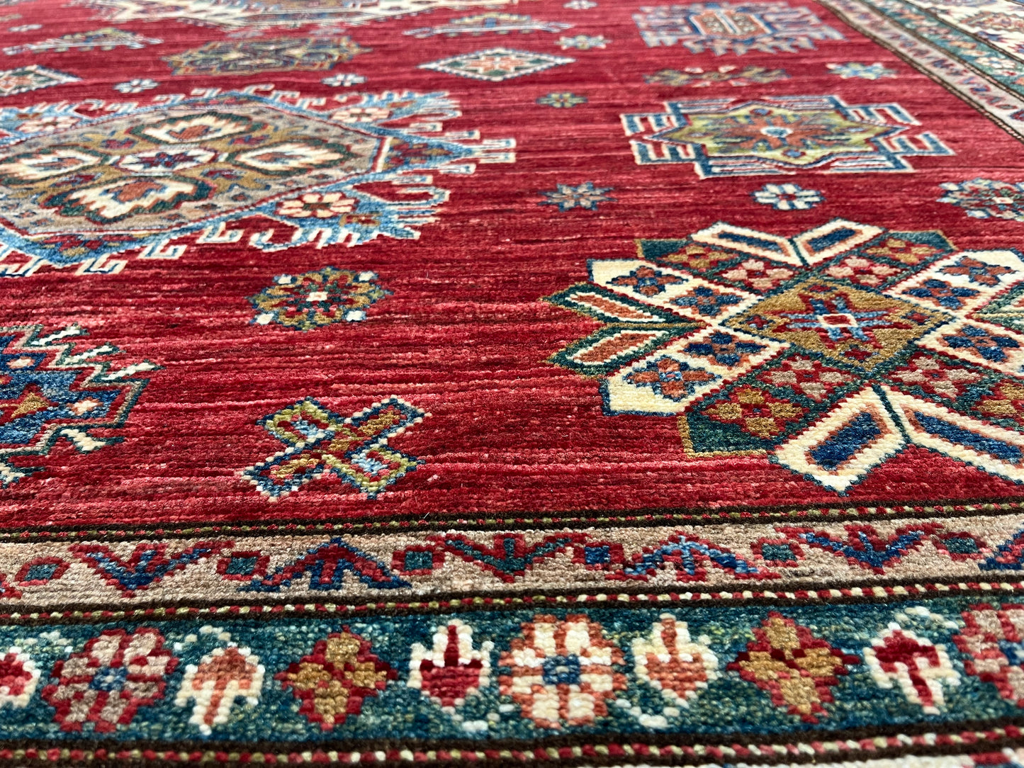 Red Super Kazak 6X8 Handmade Wool Rug # 14352