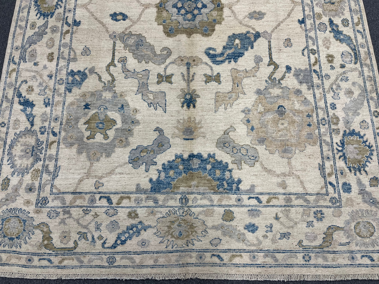 Oushak Beige/Light blue 7X10 Handmade Wool Rug # 14285