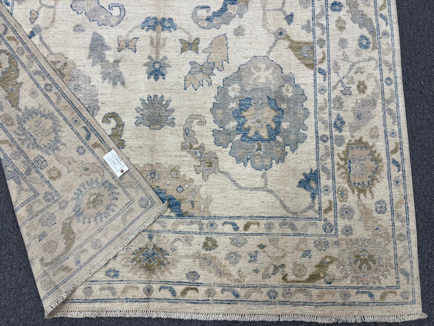 Oushak Beige/Light blue 7X10 Handmade Wool Rug # 14285