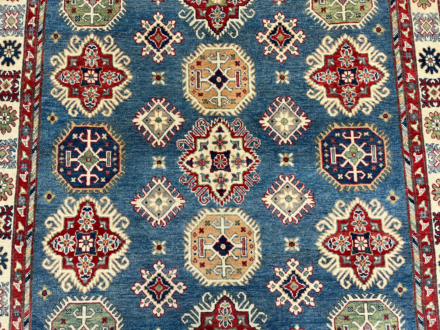 Light Blue Kazak 6x9 Handmade Wool Rug # 13897