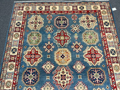 Light Blue Kazak 6x9 Handmade Wool Rug # 13897