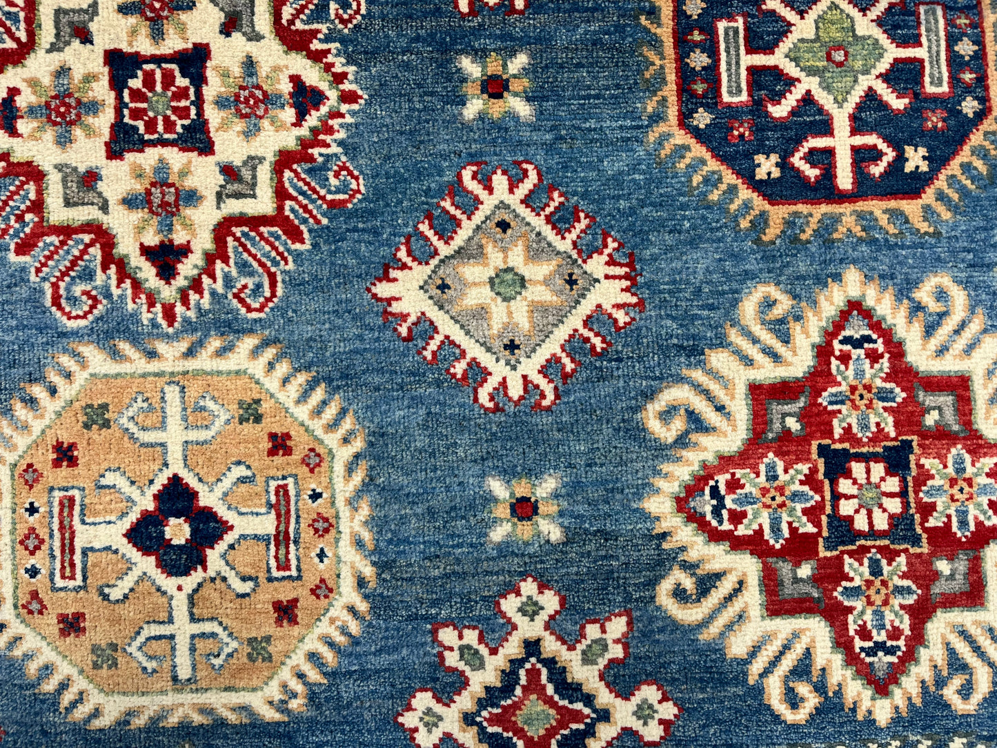 Light Blue Kazak 6x9 Handmade Wool Rug # 13897