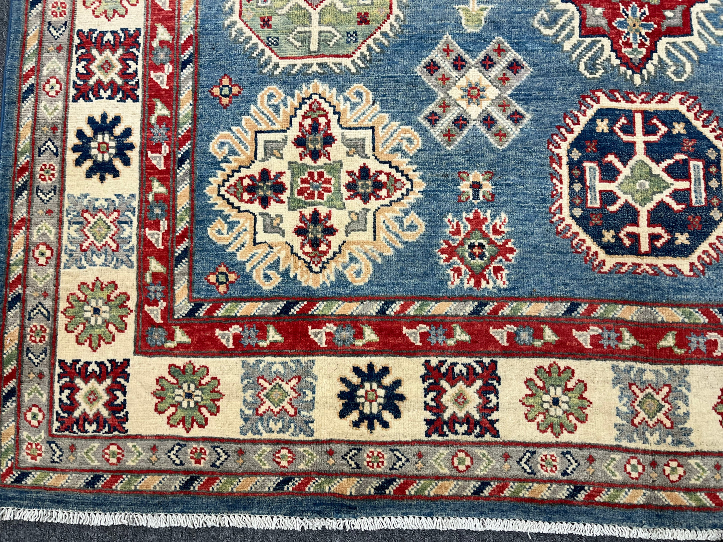 Light Blue Kazak 6x9 Handmade Wool Rug # 13897