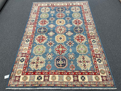 Light Blue Kazak 6x9 Handmade Wool Rug # 13897