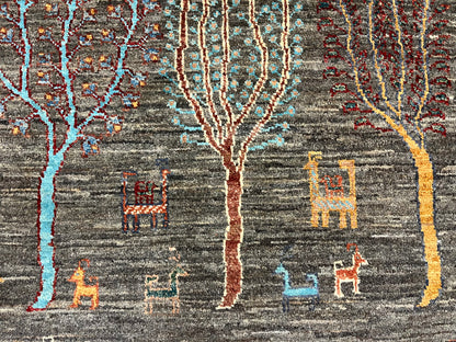 6x8 Gray Gabeh Tree of Life Handmade Wool Rug # 14166