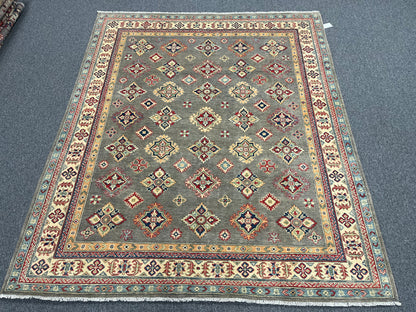 Gray Brown 8X6 Kazak Handmade Wool Rug # 13841