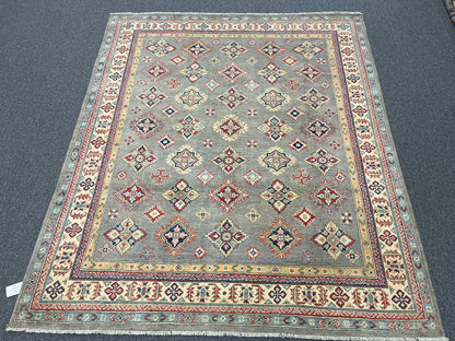 Gray Brown 8X6 Kazak Handmade Wool Rug # 13841