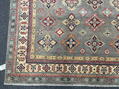 Gray Brown 8X6 Kazak Handmade Wool Rug # 13841