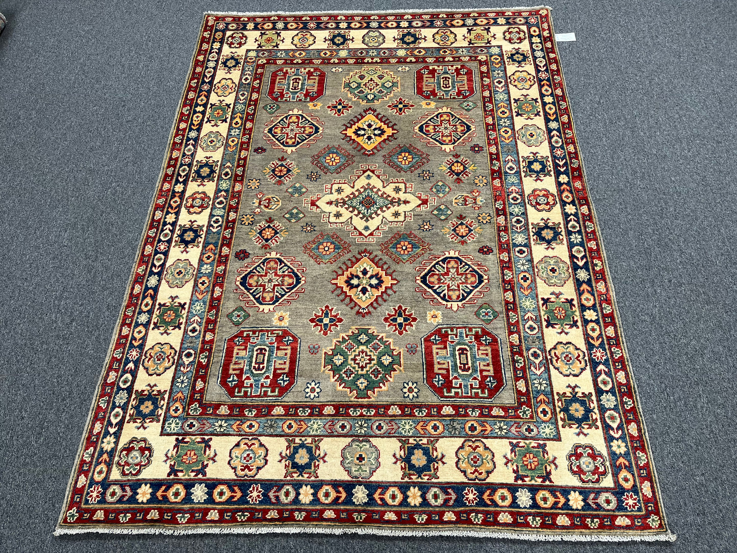 Kazak Gray 6X8 Handmade Wool Rug # 13649