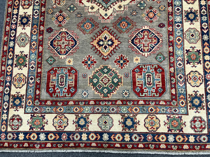 Kazak Gray 6X8 Handmade Wool Rug # 13649