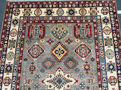 Kazak Gray 6X8 Handmade Wool Rug # 13649