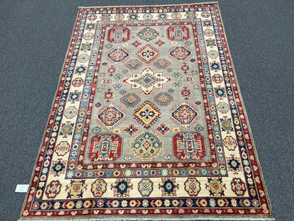 Kazak Gray 6X8 Handmade Wool Rug # 13649