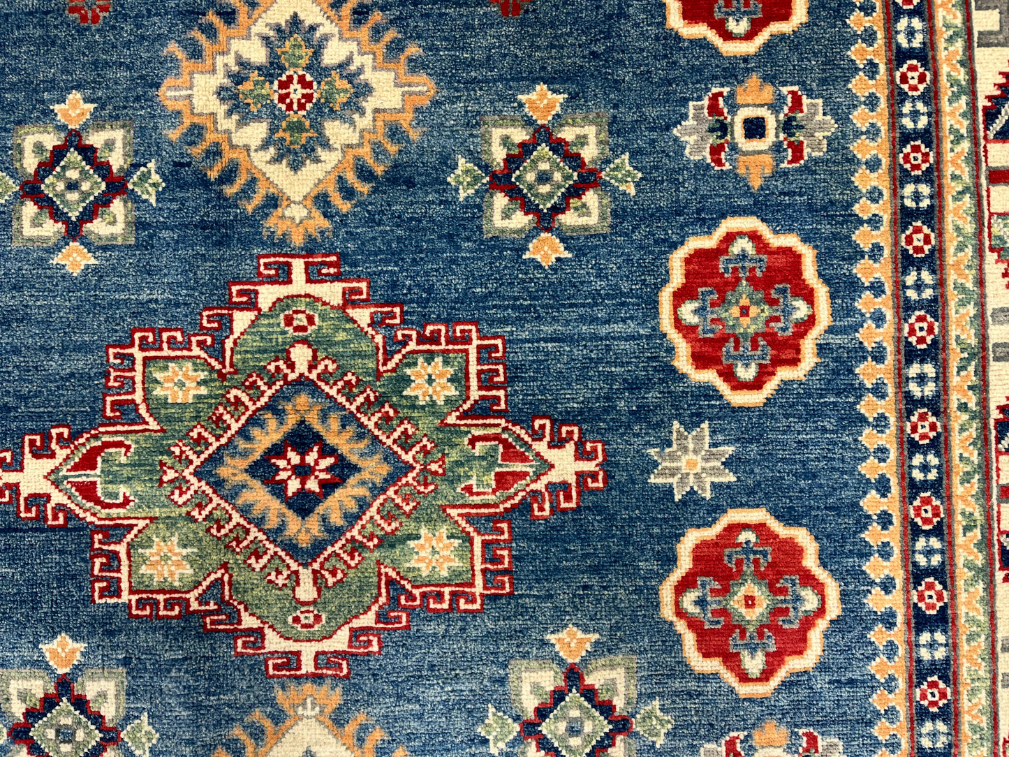 Kazak Light Blue 5X8 Handmade Wool Rug # 13651