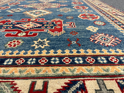 Kazak Light Blue 5X8 Handmade Wool Rug # 13651