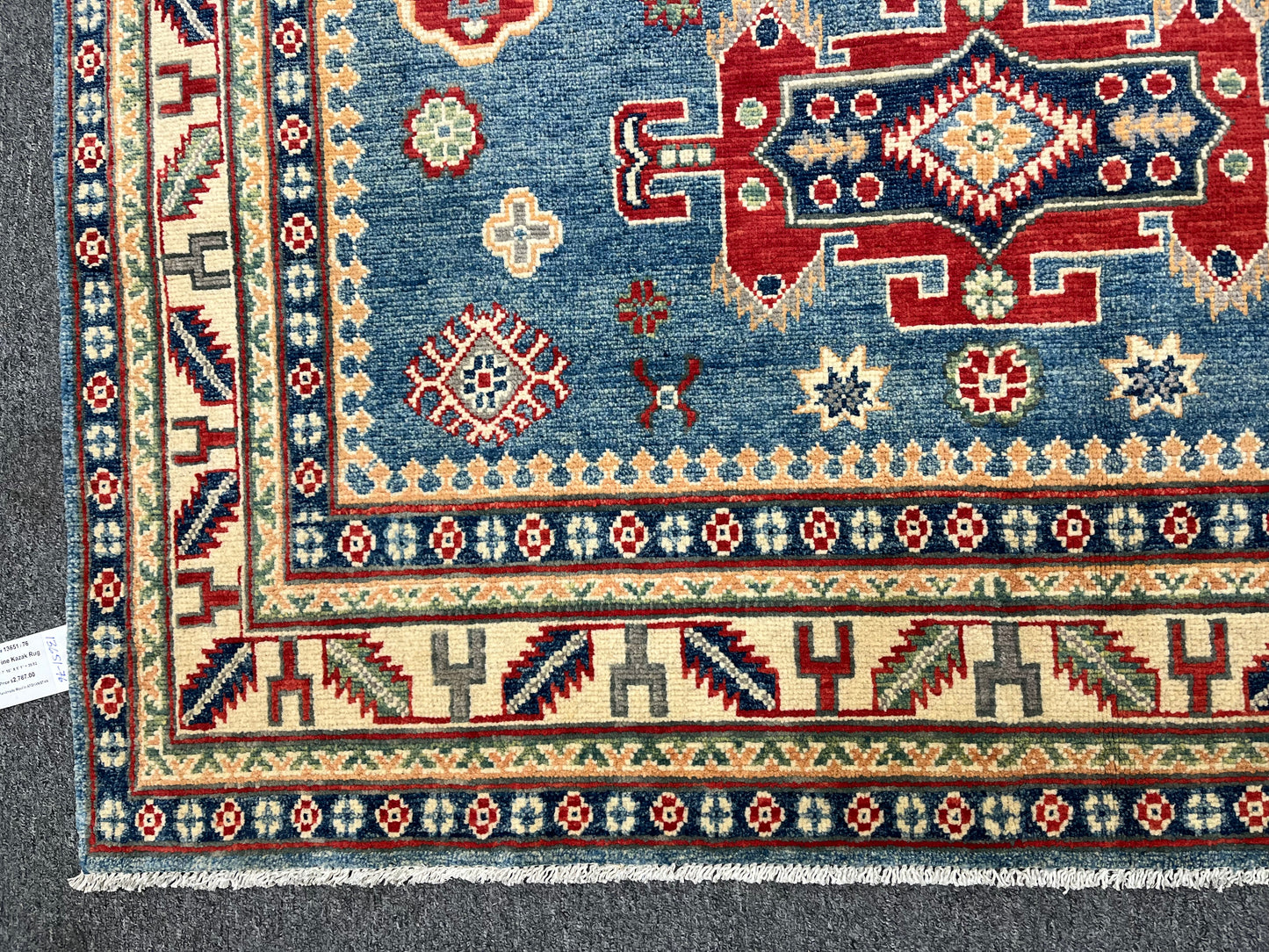 Kazak Light Blue 5X8 Handmade Wool Rug # 13651