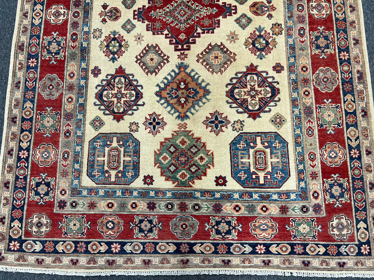 Kazak Beige 6X8 Handmade Wool Rug # 13903