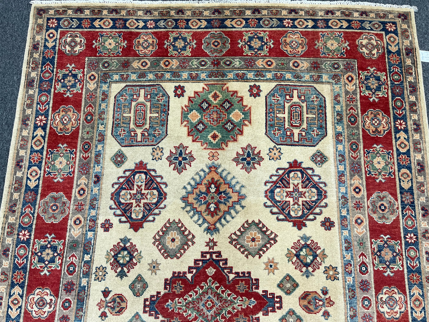 Kazak Beige 6X8 Handmade Wool Rug # 13903