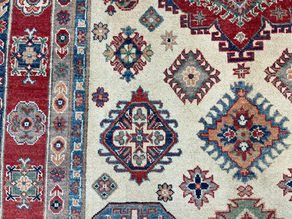 Kazak Beige 6X8 Handmade Wool Rug # 13903