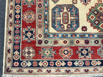 Kazak Beige 6X8 Handmade Wool Rug # 13903