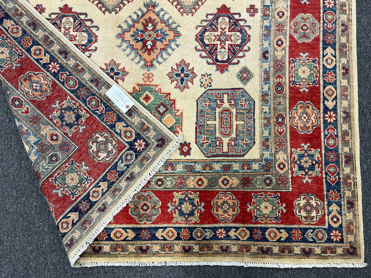 Kazak Beige 6X8 Handmade Wool Rug # 13903