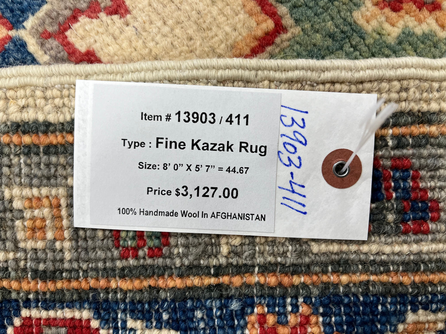 Kazak Beige 6X8 Handmade Wool Rug # 13903