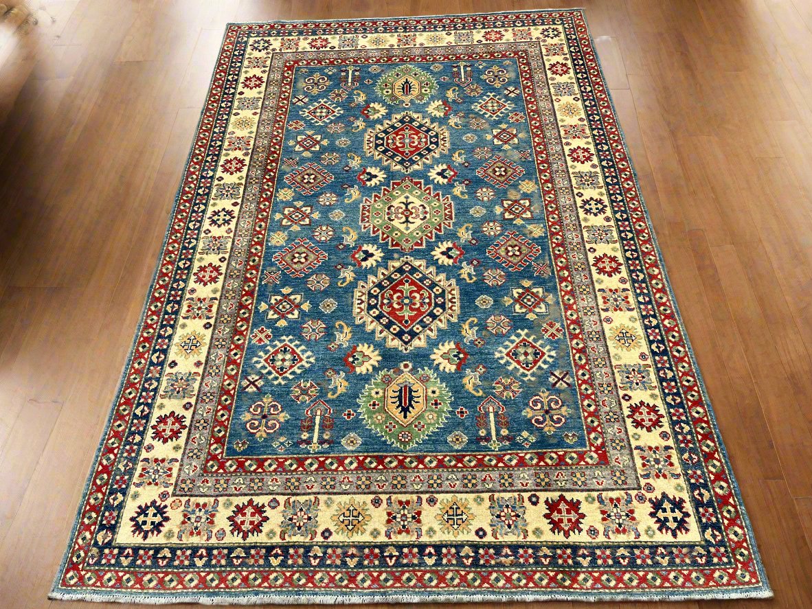 Light Blue Kazak 6X9 Handmade Wool Rug # 13906