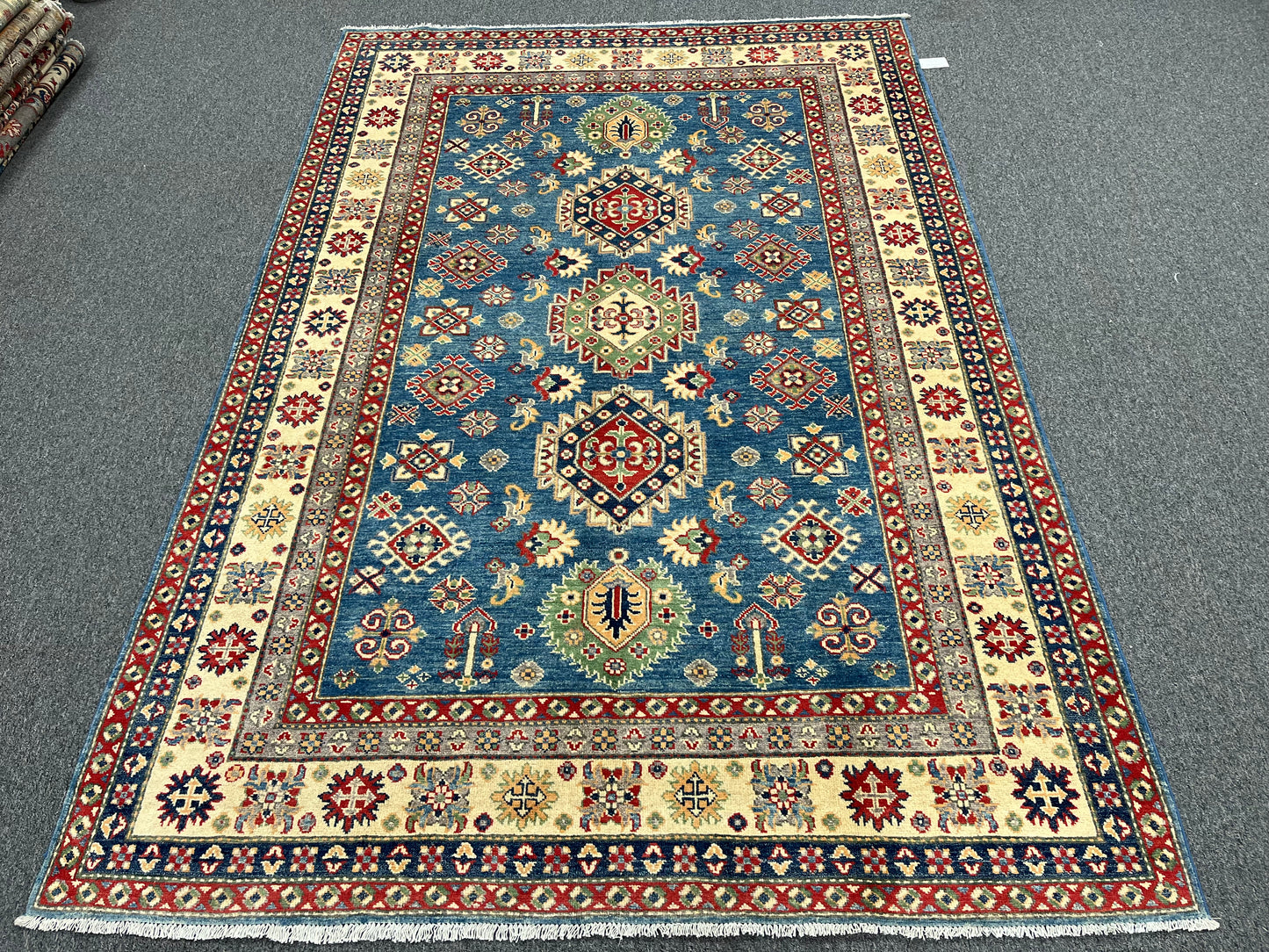 Light Blue Kazak 6X9 Handmade Wool Rug # 13906