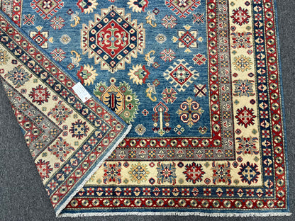 Light Blue Kazak 6X9 Handmade Wool Rug # 13906