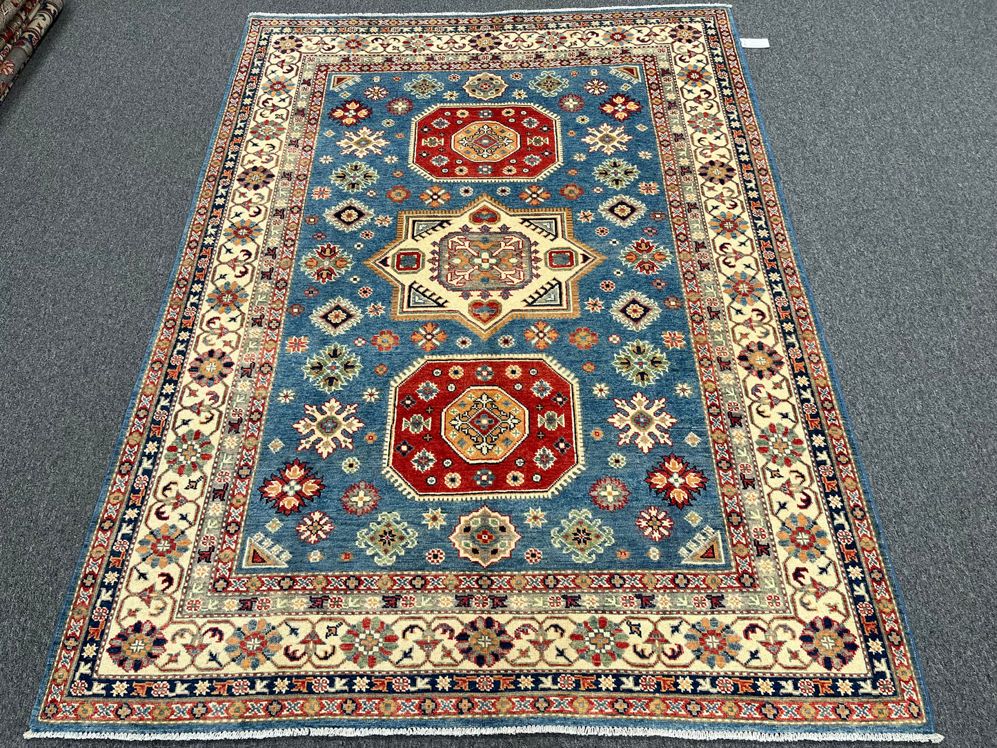 Kazak Light Blue 6X8 Handmade Wool Rug # 13899