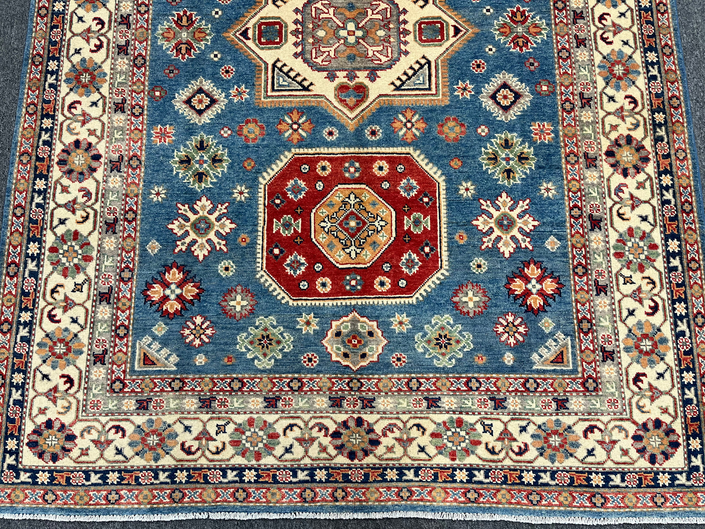 Kazak Light Blue 6X8 Handmade Wool Rug # 13899