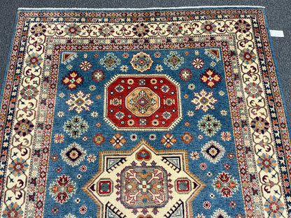 Kazak Light Blue 6X8 Handmade Wool Rug # 13899