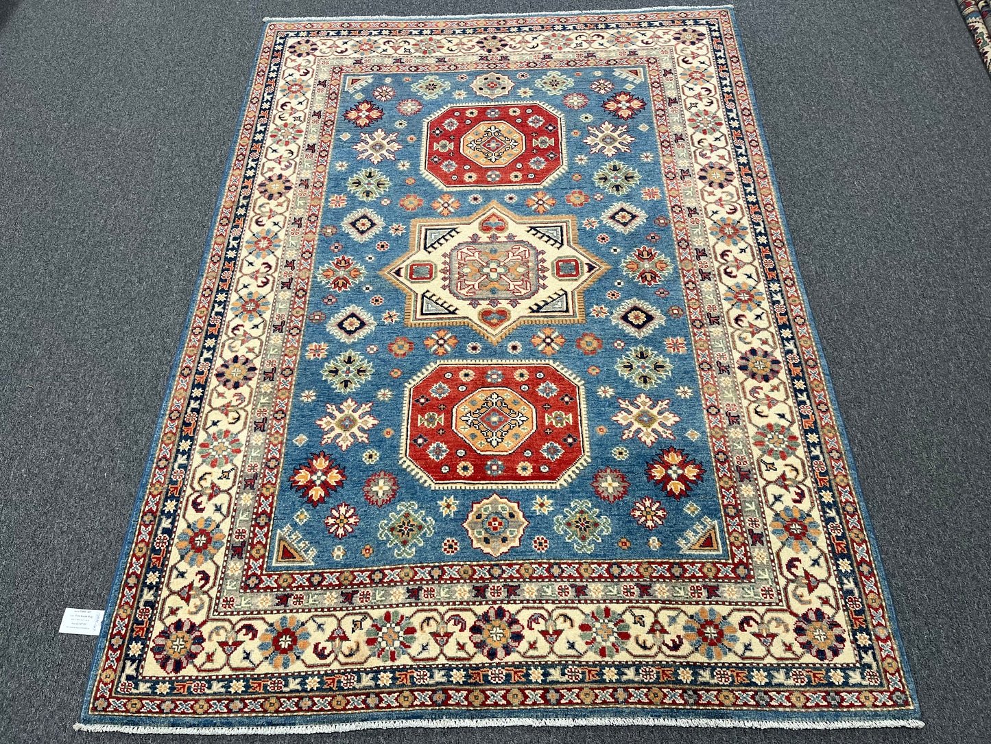 Kazak Light Blue 6X8 Handmade Wool Rug # 13899