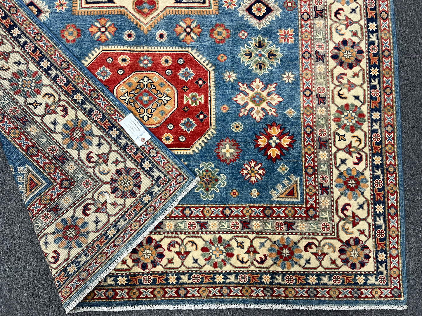 Kazak Light Blue 6X8 Handmade Wool Rug # 13899