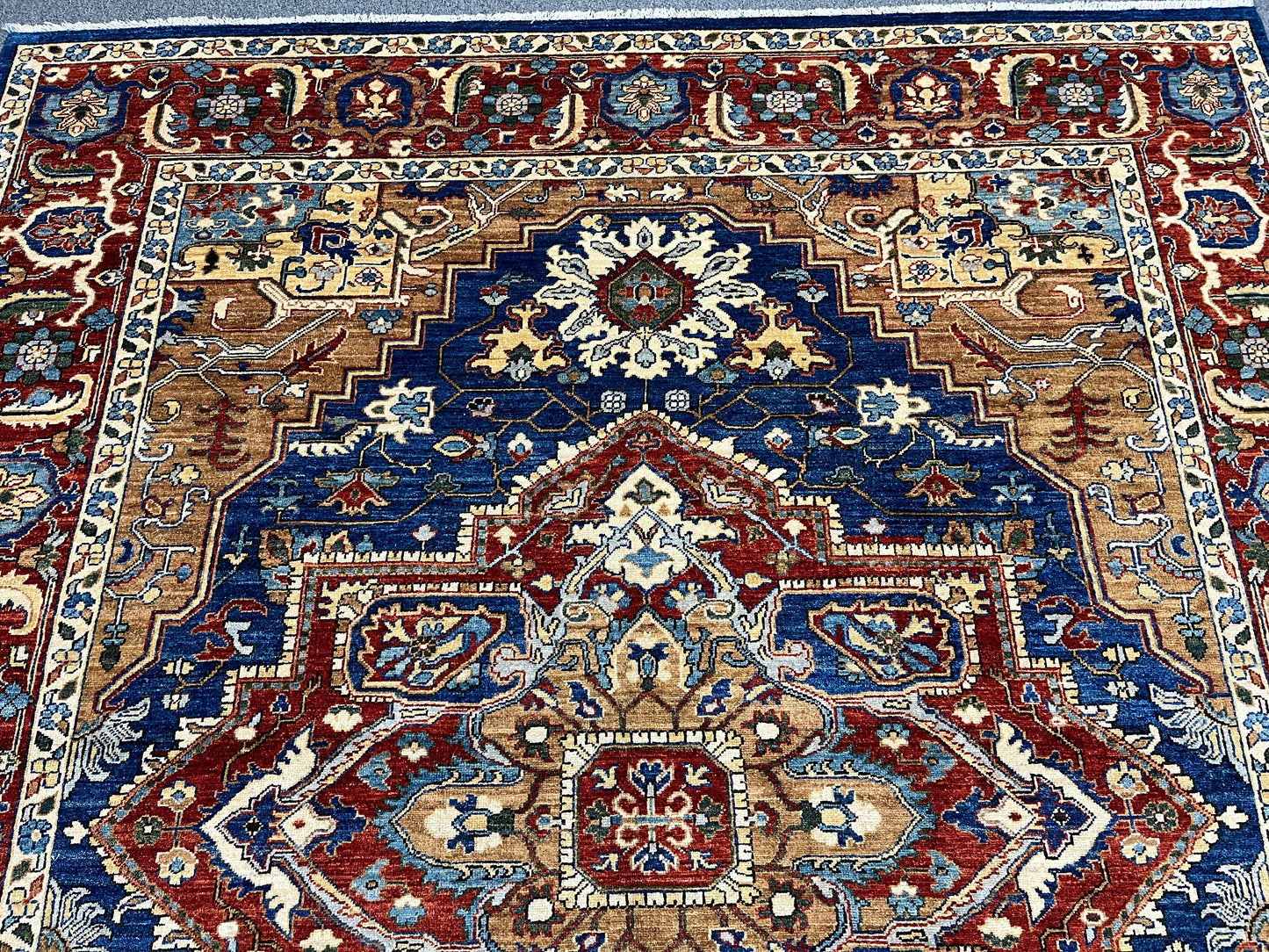 8x10 Blue Heriz Afghan Handmade Wool Medallion Traditional Area Rug # 14281