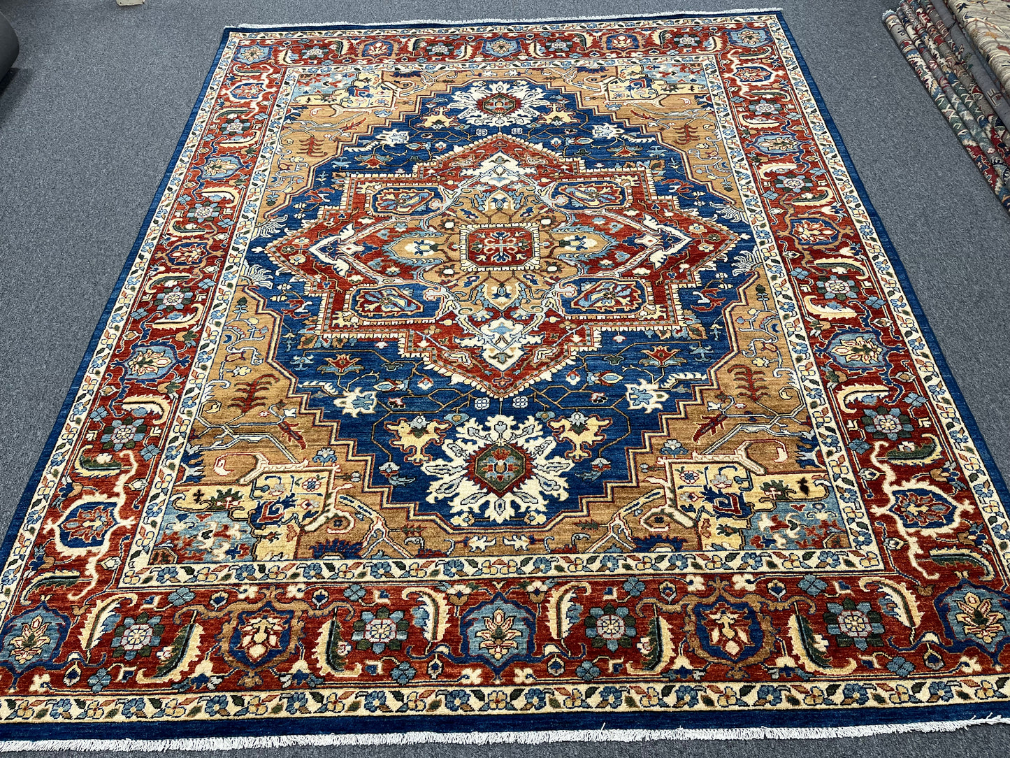 8x10 Blue Heriz Afghan Handmade Wool Medallion Traditional Area Rug # 14281