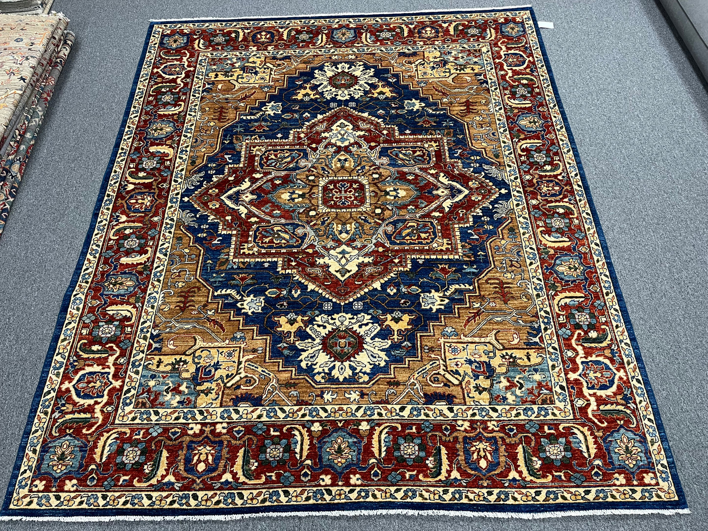 8X10 Blue Heriz Afghan Handmade Wool Medallion Rug # 14281