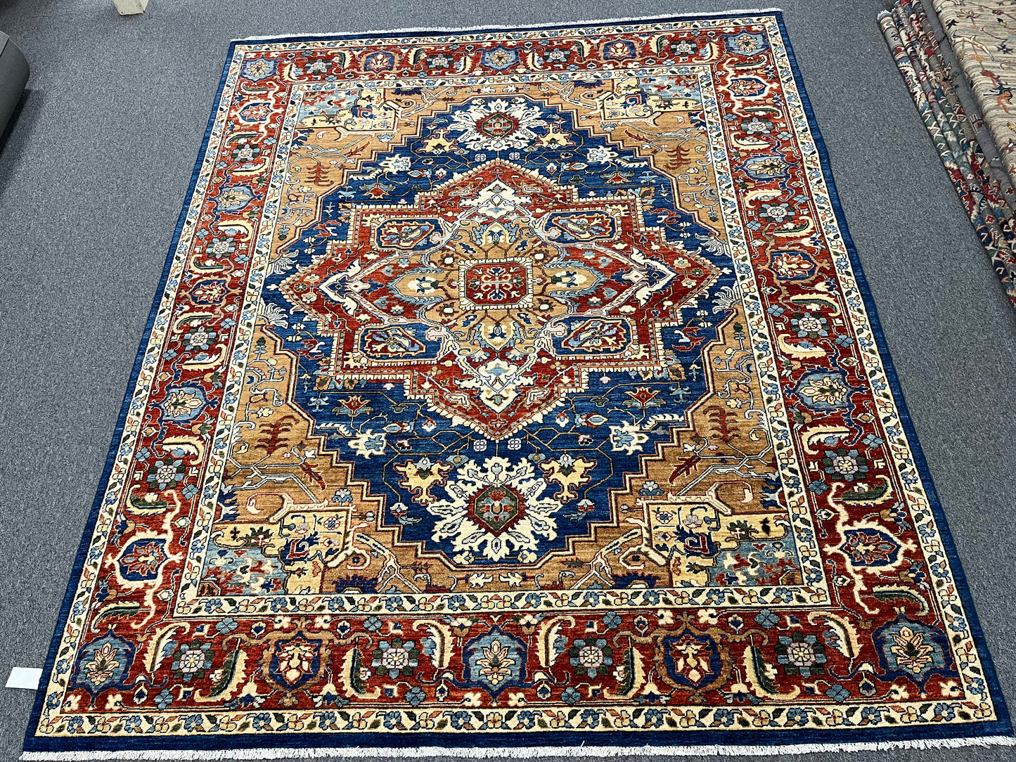 8X10 Blue Heriz Afghan Handmade Wool Medallion Rug # 14281