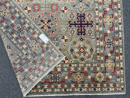 Kazak Gray Geometric 6x9 Handmade Wool Rug # 13657