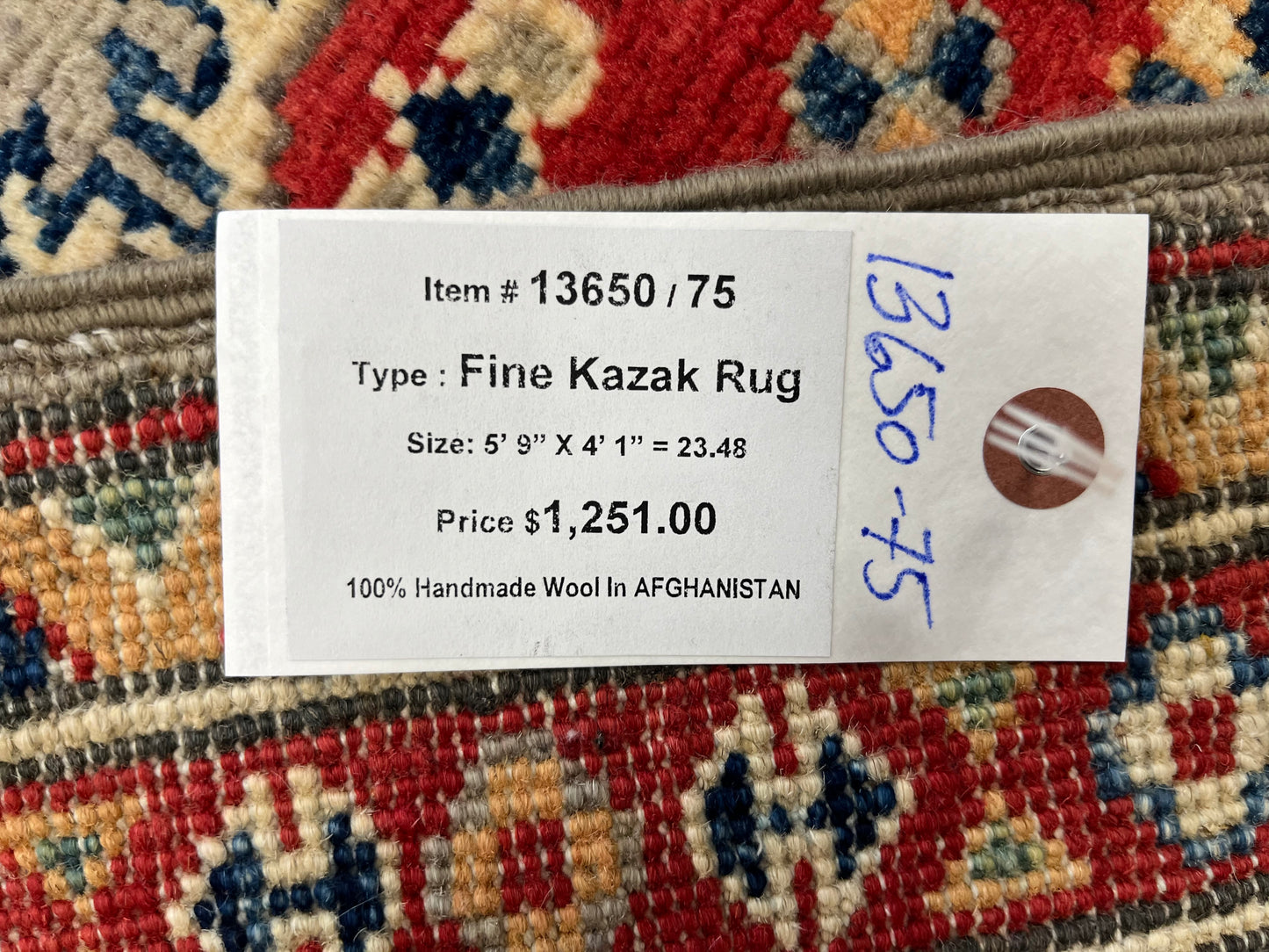 Kazak Gray Geometric 4X6 Handmade Wool Rug # 13650