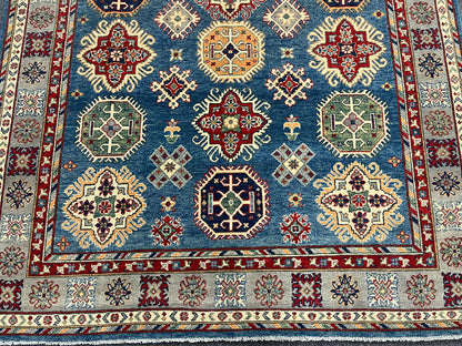 Kazak Light Blue/Gray 6X9 Handmade Wool Rug # 13909