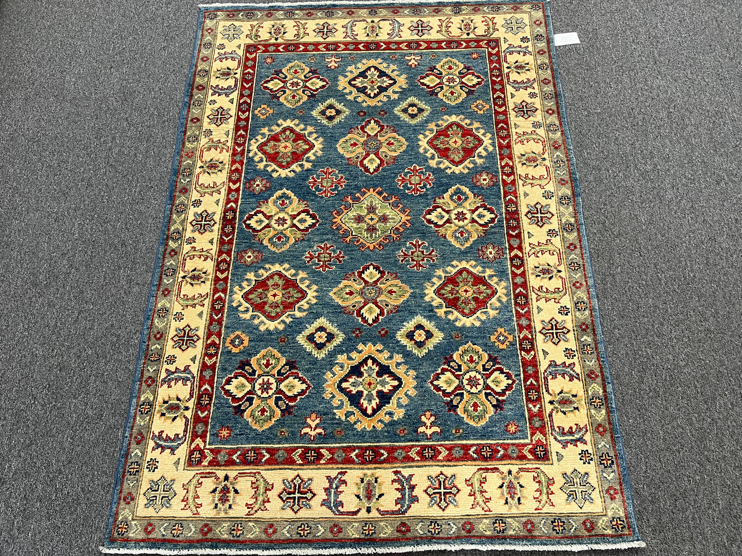 Kazak Light Blue 4X6 Handmade Wool Rug # 13764