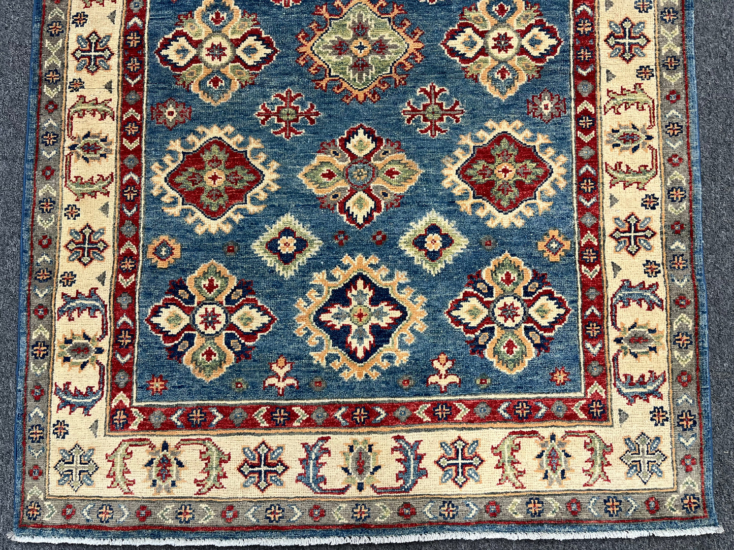 Kazak Light Blue 4X6 Handmade Wool Rug # 13764