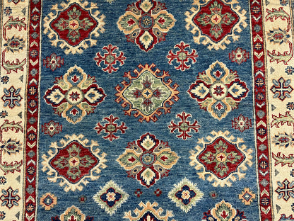 Kazak Light Blue 4X6 Handmade Wool Rug # 13764